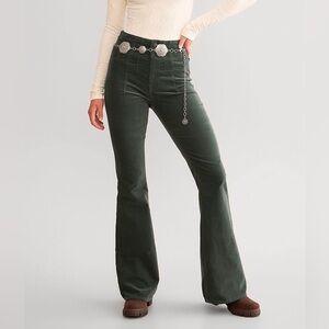 We The Free | Free People Jayde Forest Green Corduroy Flare Pants NWT (28)